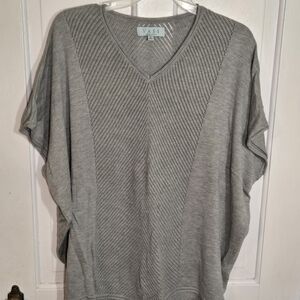 Joan Vass Gray V-Neck Sweater Size M